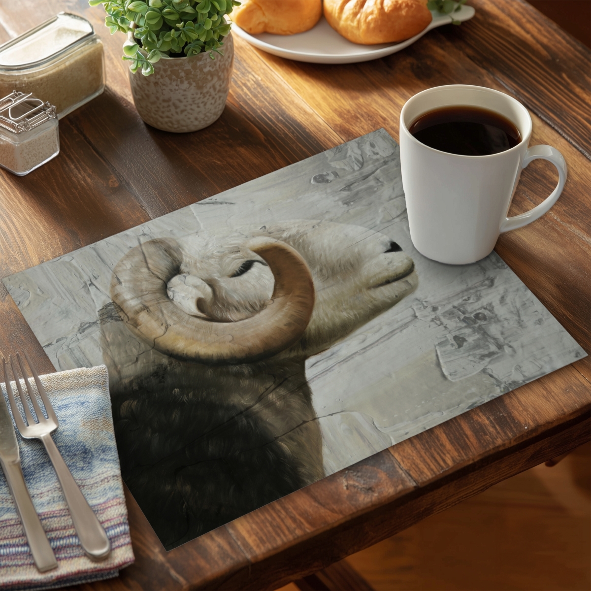 Picture of Begin Home Decor CPPM141834GK64 14 x 18 in. Aries Rustic White Farm Animals Polyester Placemat - Home Decor