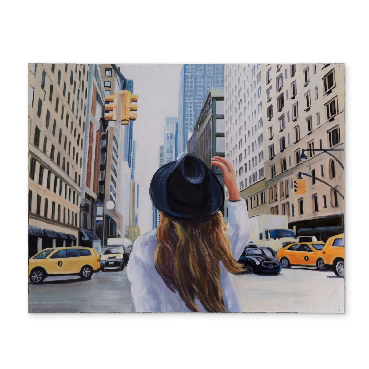 Picture of Begin Home Decor CPPM1418DD3SL2 14 x 18 in. Blue Bedroom Cities Placemat - Woman Traveling To York