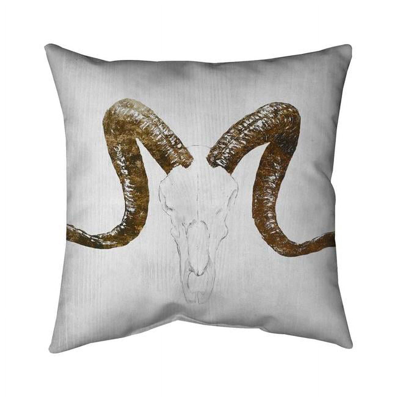 18 x 18 in. Aeries Skull with Brown Horns-Double Sided Print Indoor Pillow
