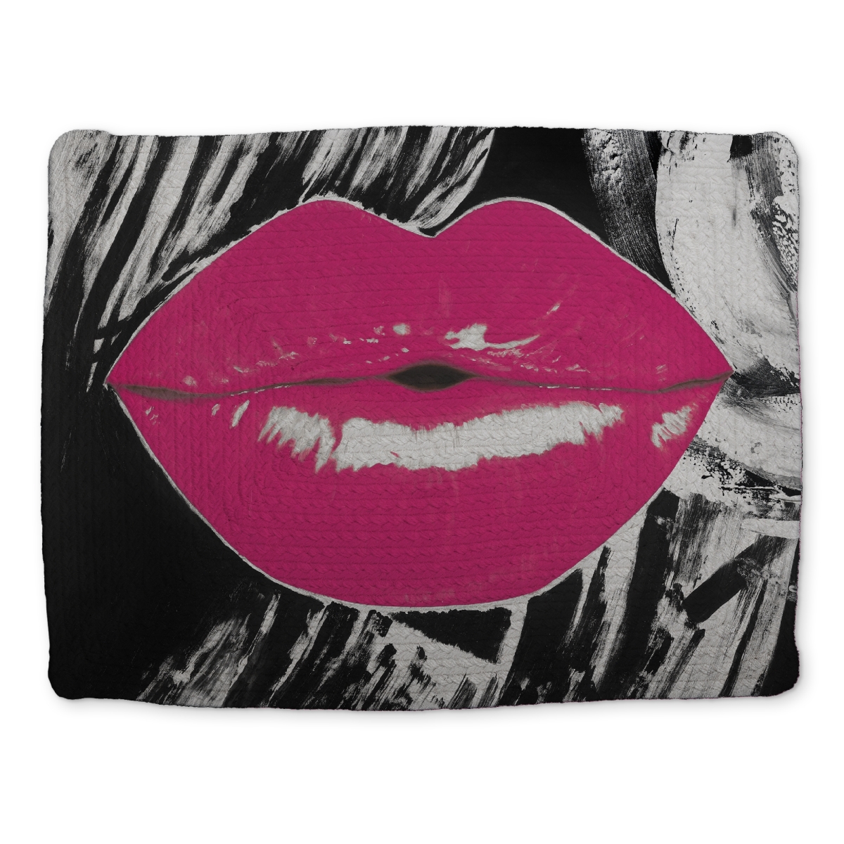 Picture of Begin Home Decor CBPM14181GS8RI 14 x 18 in. Beauty Figurative Black Braided Placemat - Pink Glossy Lips