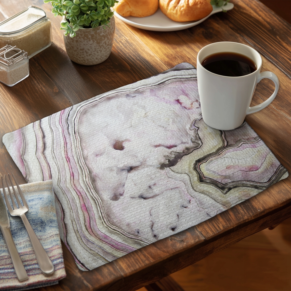 Picture of Begin Home Decor CBPM1418I0Q19N 14 x 18 in. Agate Minimalist Purple Braided Placemat - Bedroom Home Decor