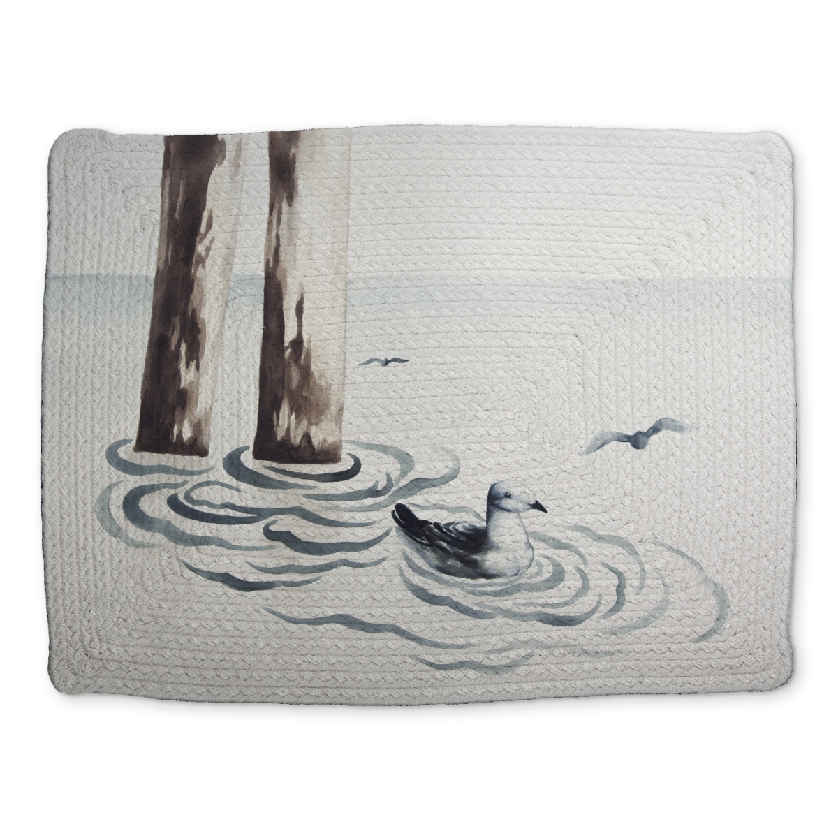 Picture of Begin Home Decor CBPM1418QJ6XW7 14 x 18 in. Seagull Blue Sea Placemat - Animals Braided Polyester Decor