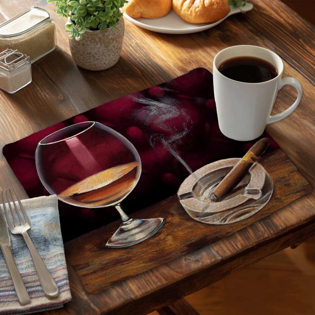 Picture of Begin Home Decor CBPM1418T7GAU0 14 x 18 in. Alcohol & Cigar Braided Polyester Placemat - Home Decor