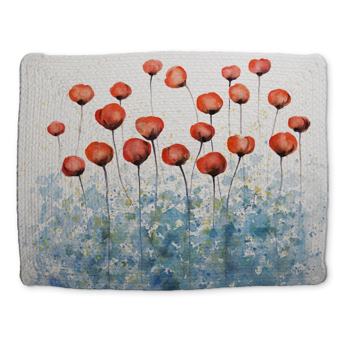 Picture of Begin Home Decor CBPM141832XLGE 14 x 18 in. Botanical Blue Romantic Braided Placemat - Red Flowers Design