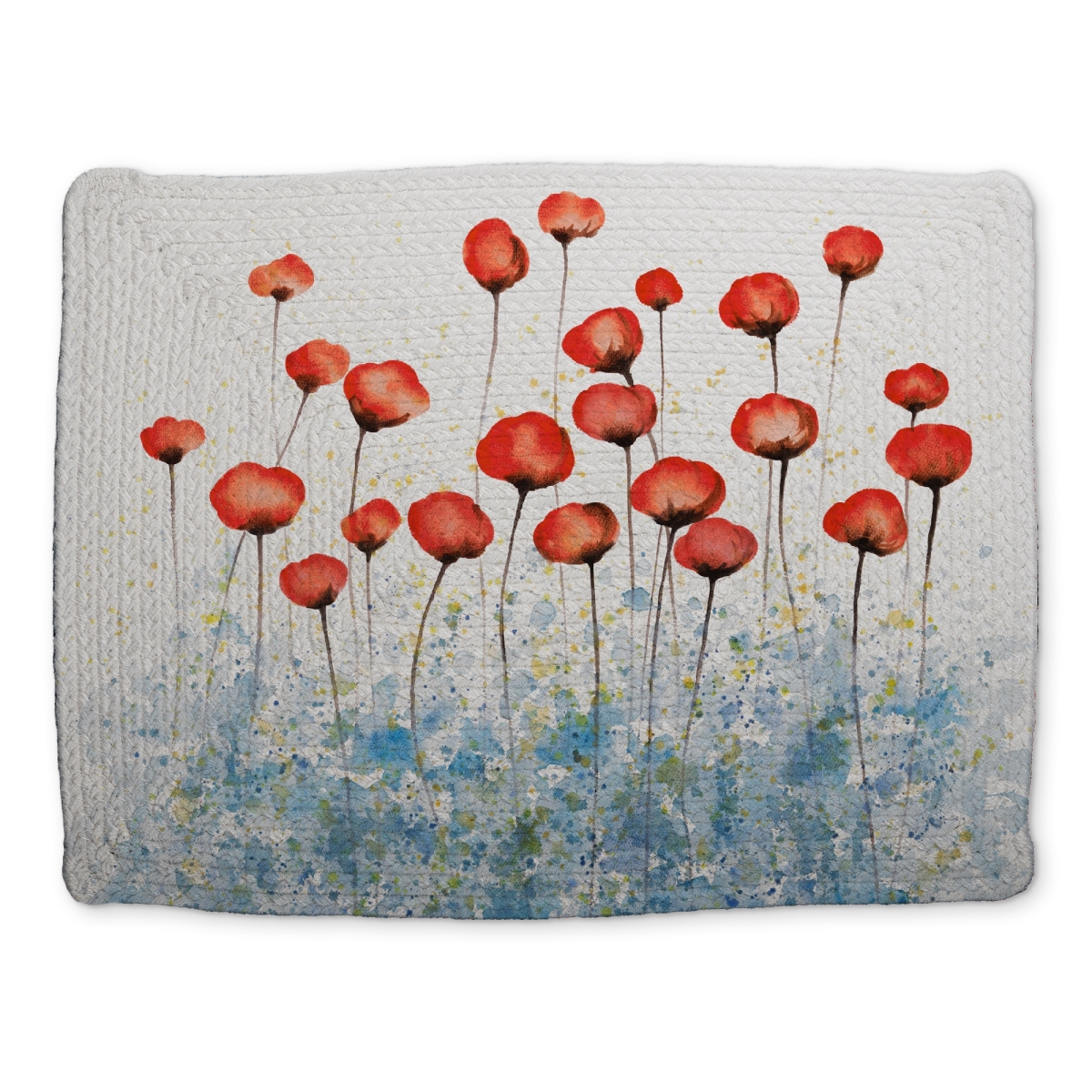 Picture of Begin Home Decor CBPM1418ONH24A 14 x 18 in. Red Flowers in Blue Field Braided Placemat - Home Decor