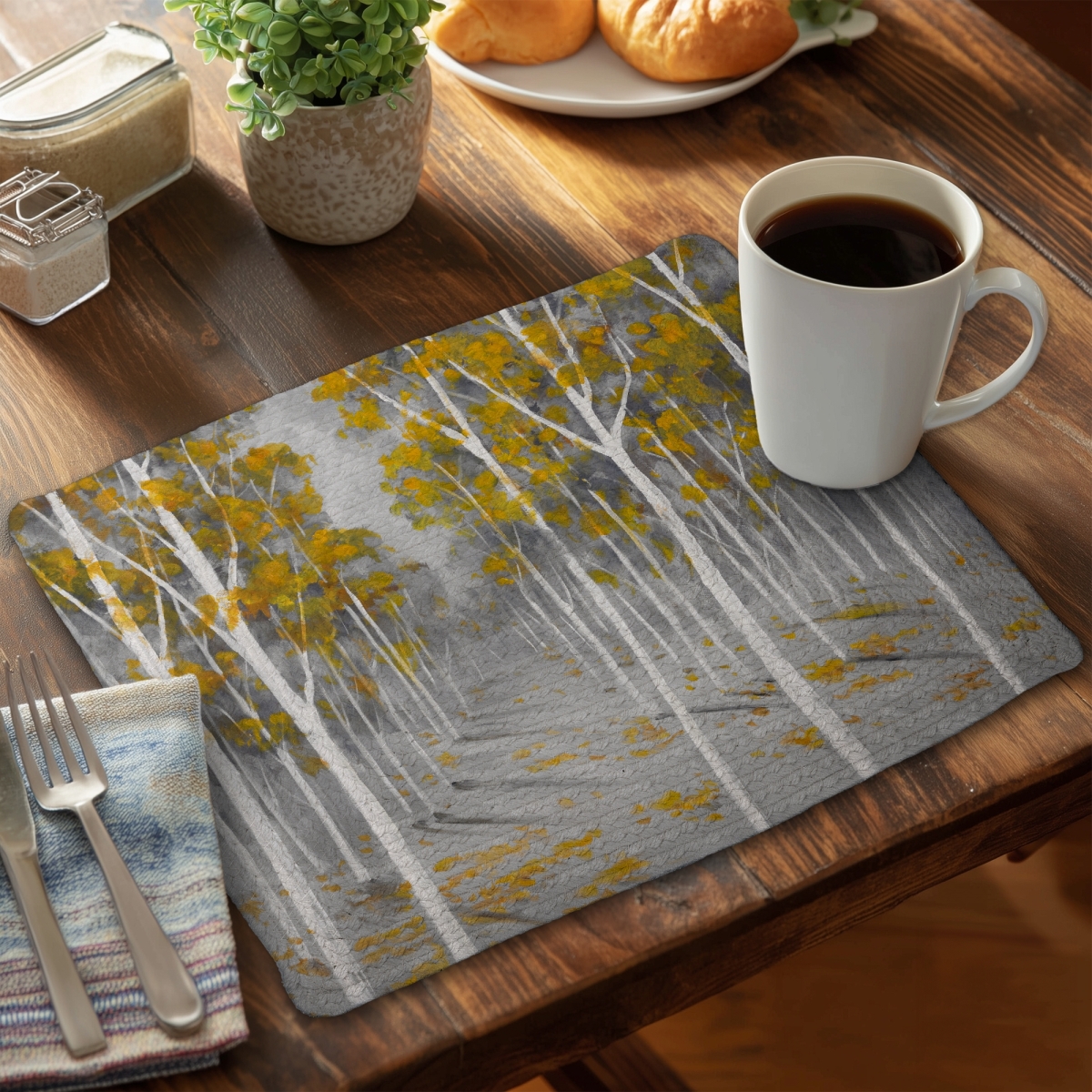 Picture of Begin Home Decor CBPM1418UA8RN1 14 x 18 in. Birch Forest Gray Braided Polyester Placemat - Home Decor