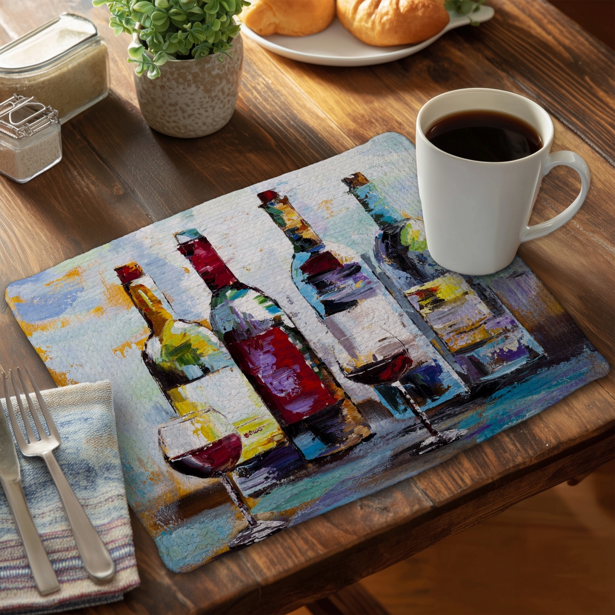 Picture of Begin Home Decor CBPM1418HF5JF1 14 x 18 in. Wine Tasting Braided Polyester Placemat - Contemporary Decor