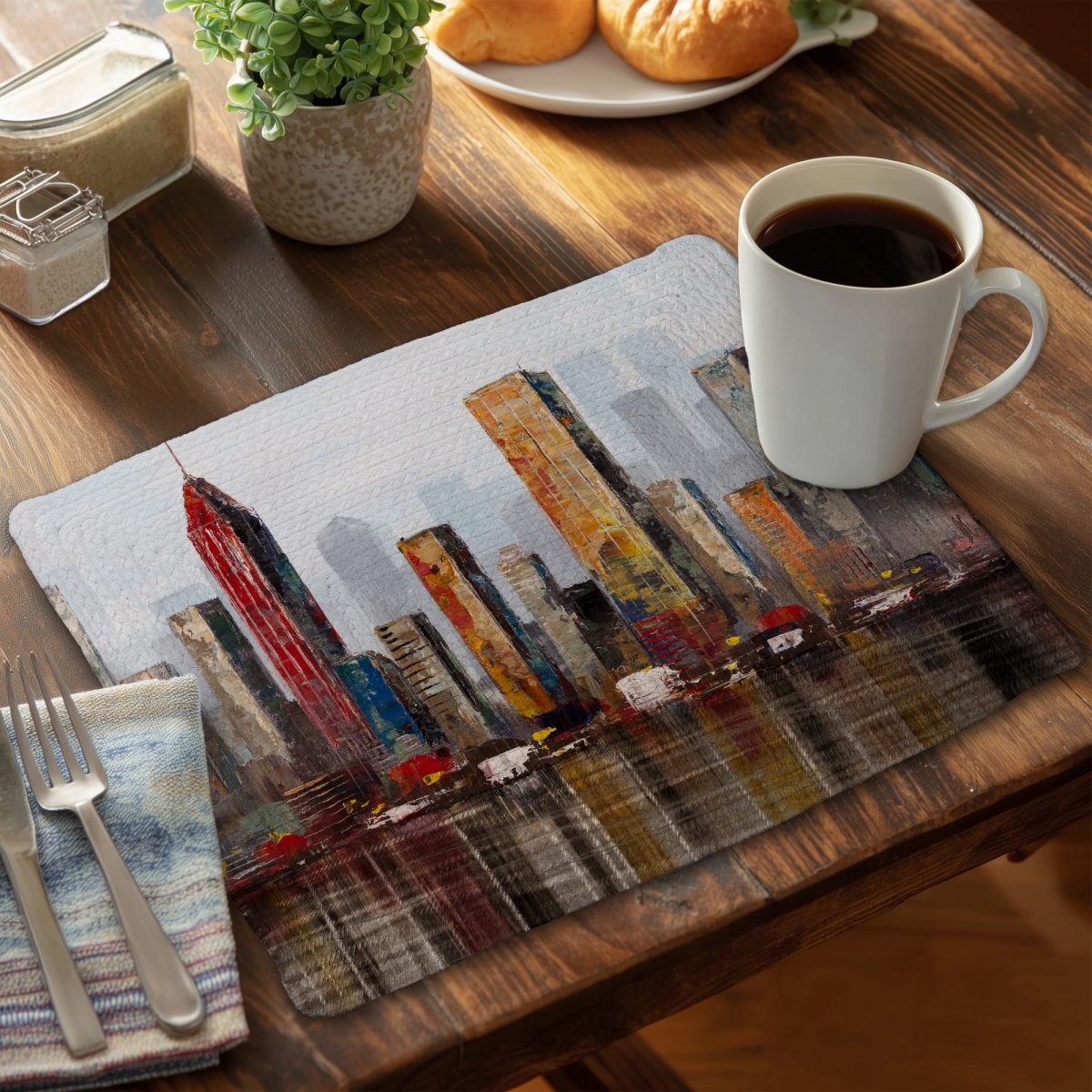Picture of Begin Home Decor CBPM141818QOKO 14 x 18 in. Rust City Braided Polyester Placemat - Industrial Brown Decor