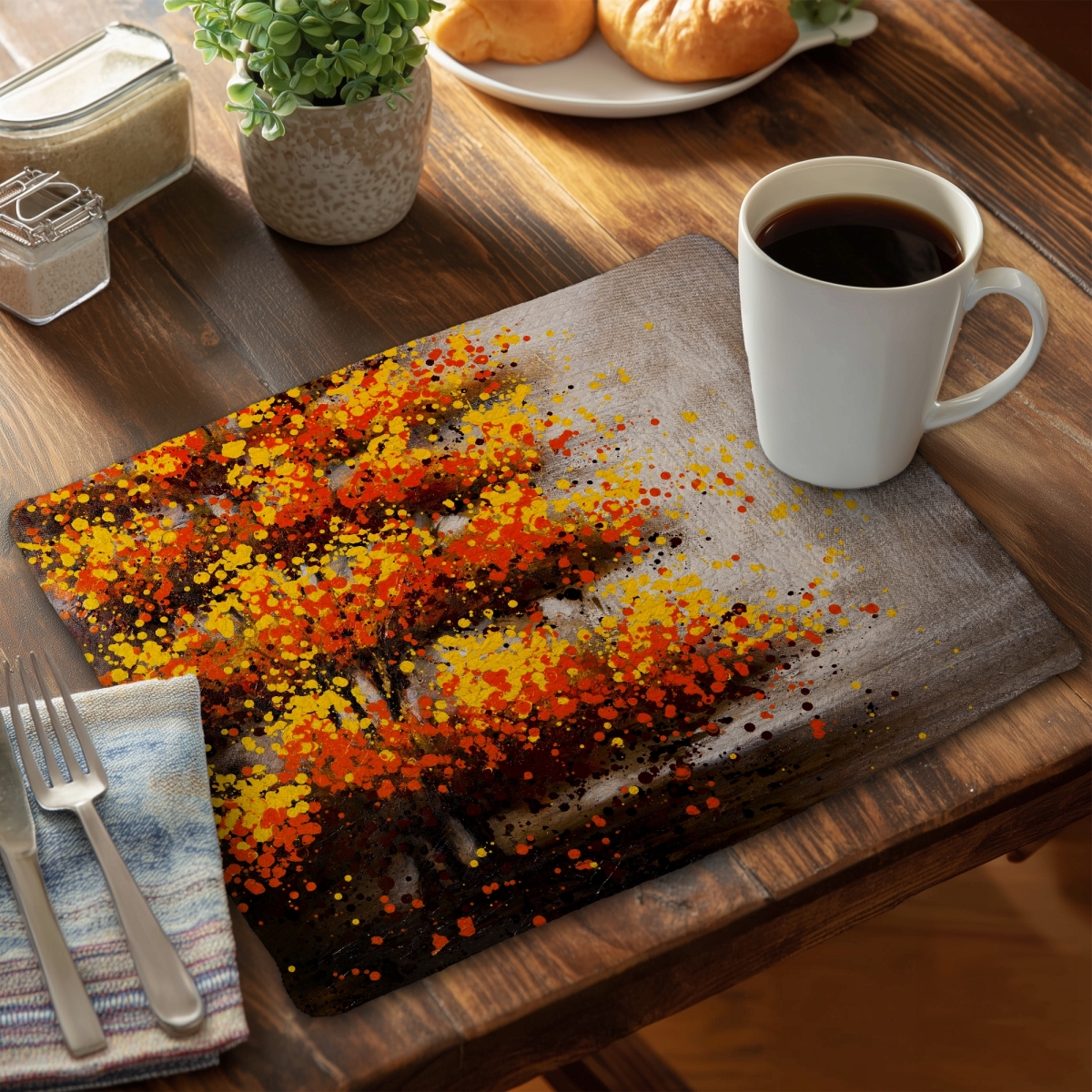 Picture of Begin Home Decor CBPM1418LIAP14 14 x 18 in. Dotted Tree Braided Polyester Placemat - Modern Home Decor