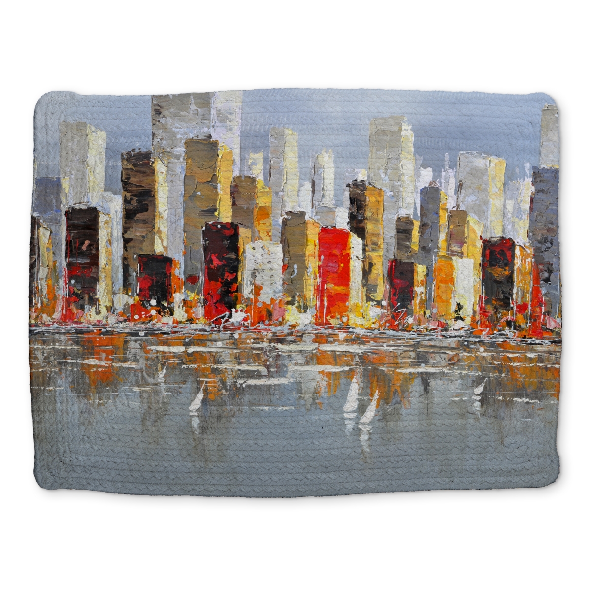Picture of Begin Home Decor CBPM1418CELSZX 14 x 18 in. Gray Building Braided Polyester Placemat - Water Reflection Decor