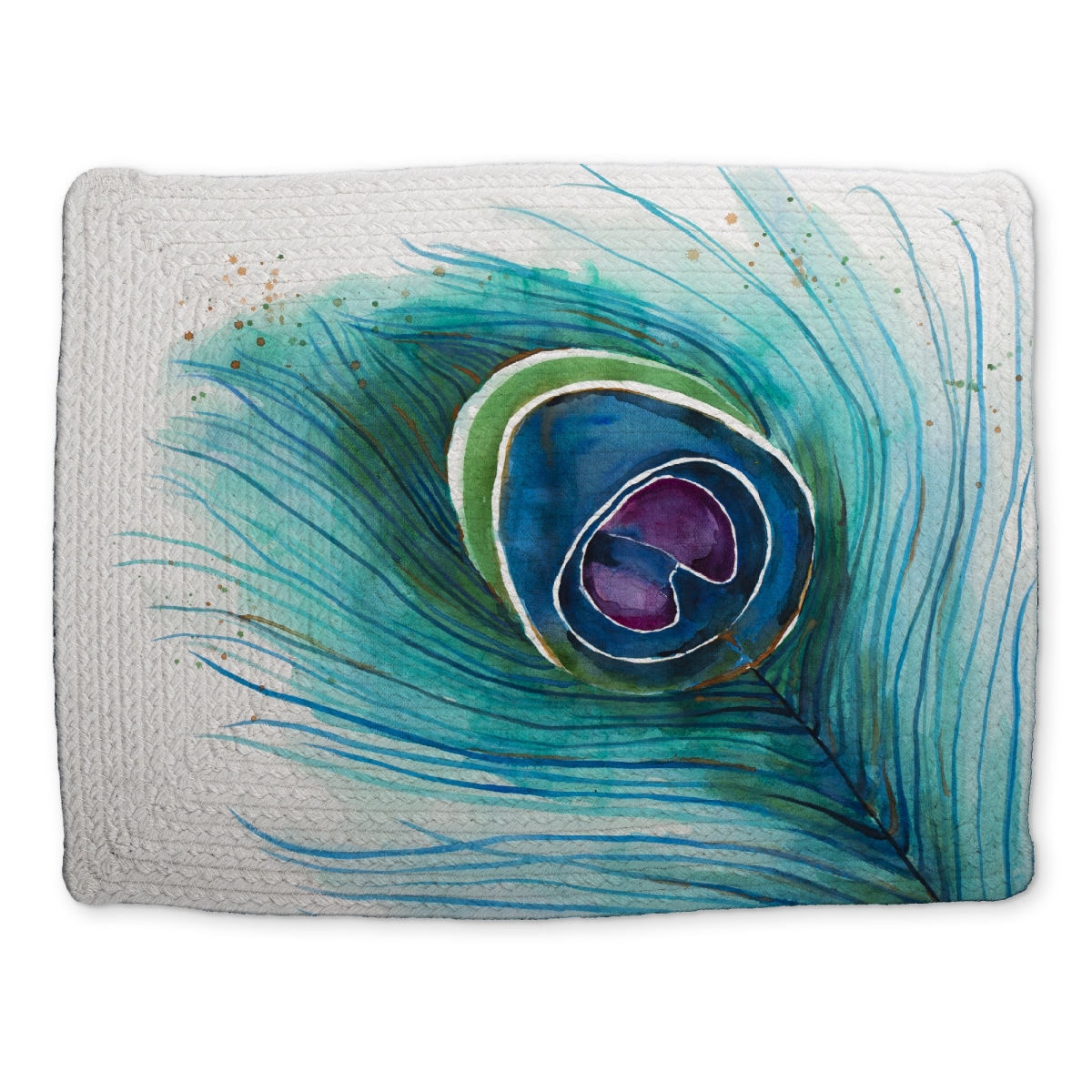Picture of Begin Home Decor CBPM1418OIQDXX 14 x 18 in. Bohemian Peacock Feather Placemat - Braided Polyester Decor