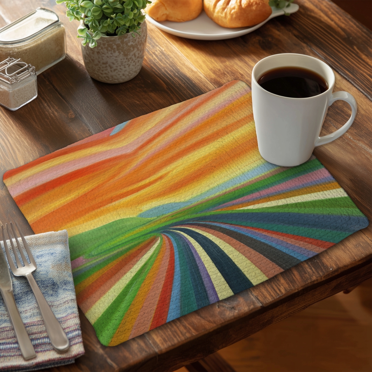 Picture of Begin Home Decor CBPM1418832F9C 14 x 18 in. Colorful Road Mountain Placemat - Blue Braided Polyester Decor
