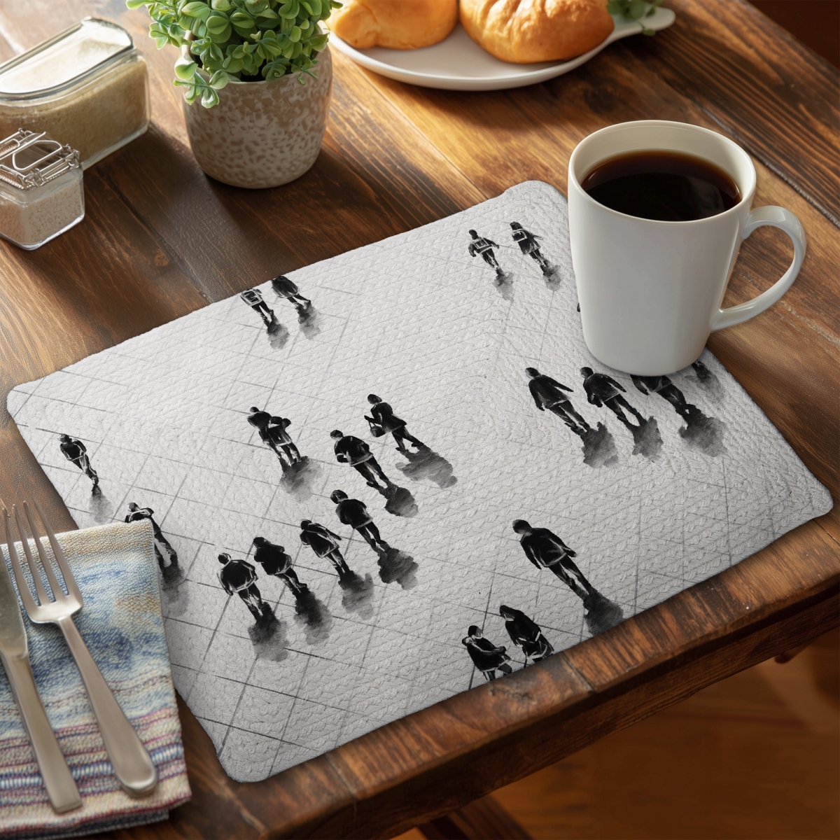 Picture of Begin Home Decor CBPM1418LRJ2B6 14 x 18 in. Street Scenery Woman White Braided Placemat - Home Decor