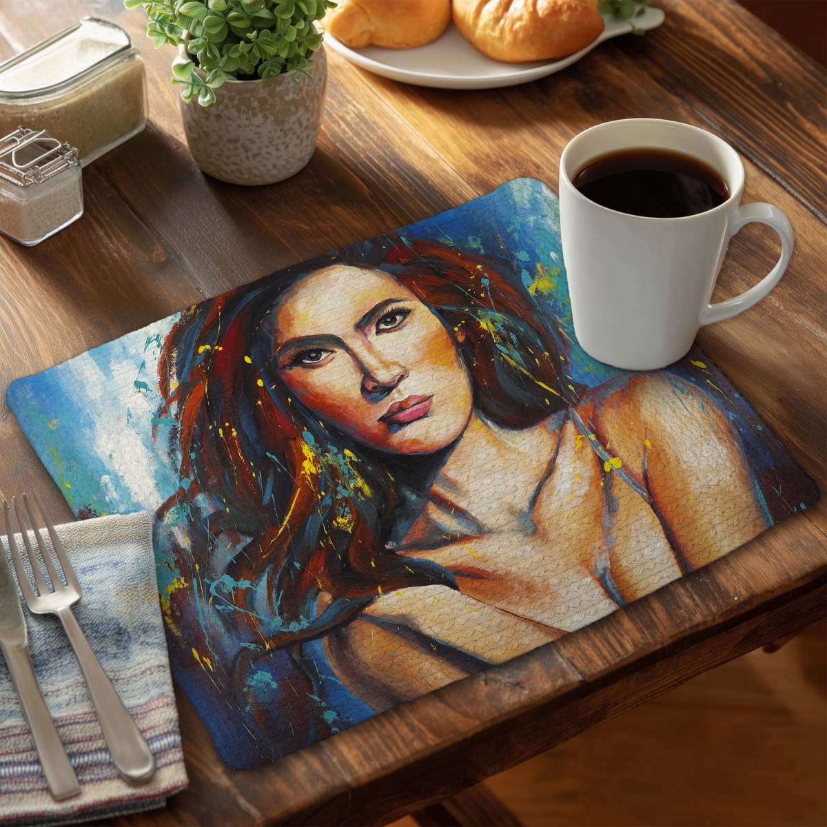 Picture of Begin Home Decor CBPM1418C0YIJI 14 x 18 in. Closer Bedroom Beauty Braided Polyester Placemat - Home Decor