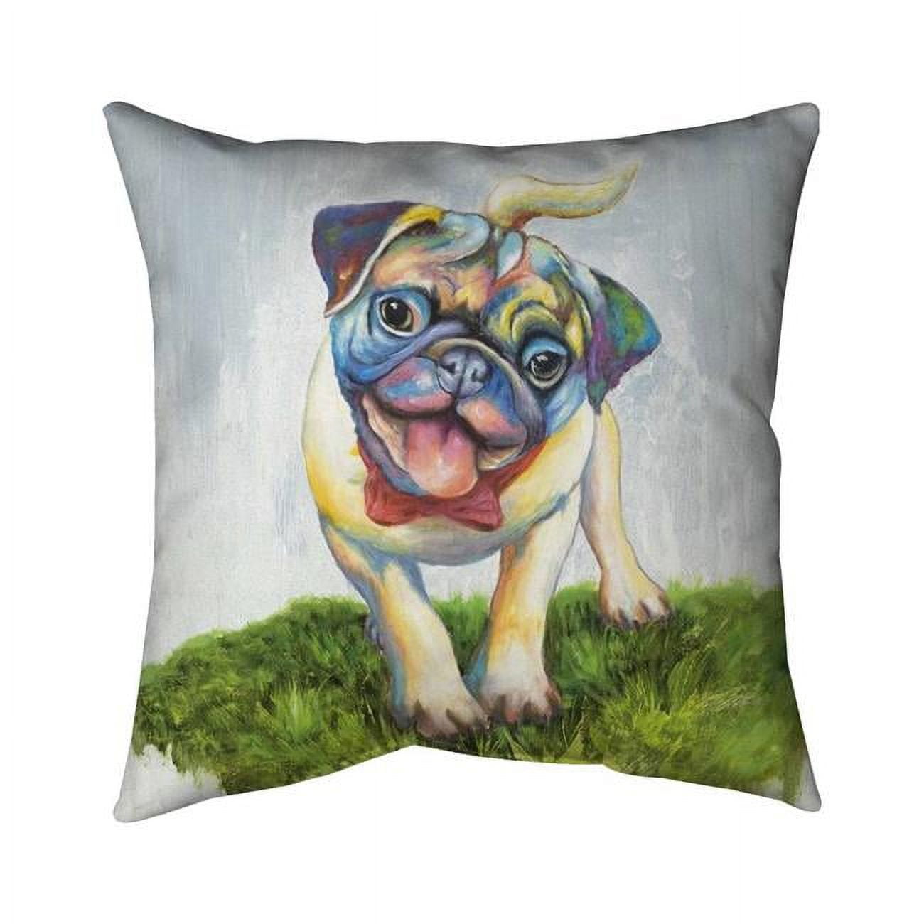18 x 18 in. Colorful Smiling Pug-Double Sided Print Indoor Pillow
