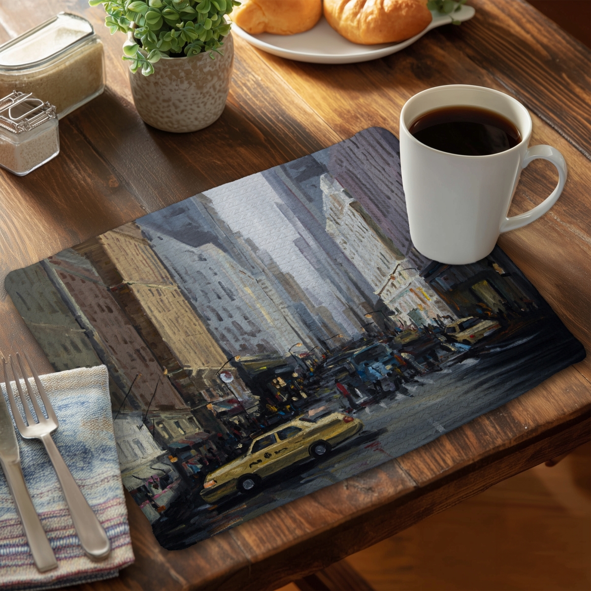 Picture of Begin Home Decor CBPM1418HFB5ZS 14 x 18 in. In the City Bedroom Braided Polyester Placemat - Home Decor