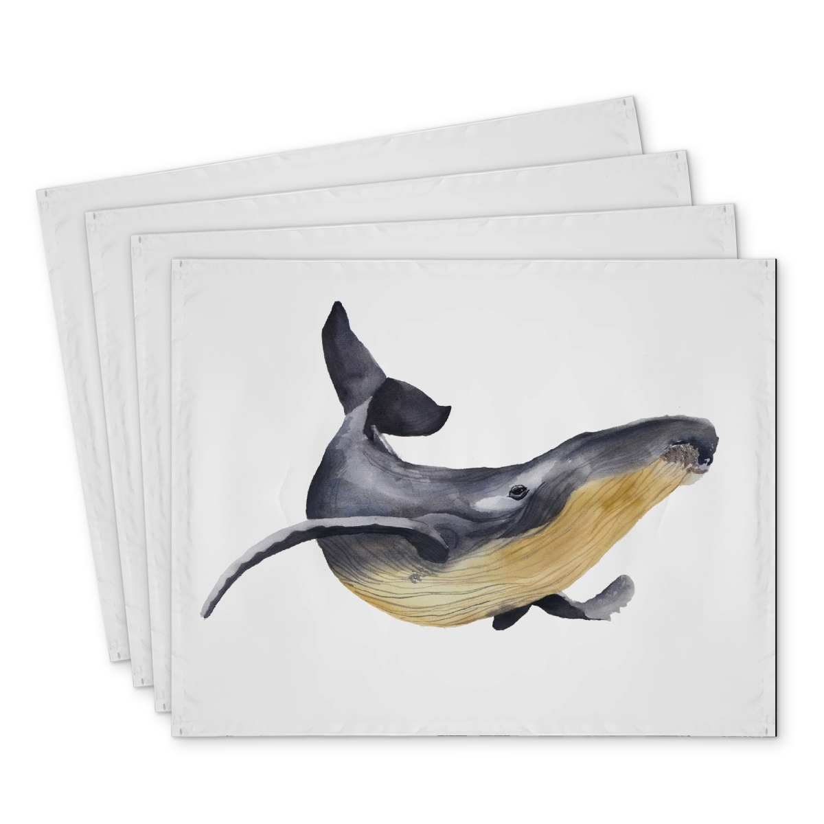 Picture of Begin Home Decor C4PP14188M5BQQ 14 x 18 in. Watercolor Blue Whale Polyester Placemat - Home Decor - Set of 4