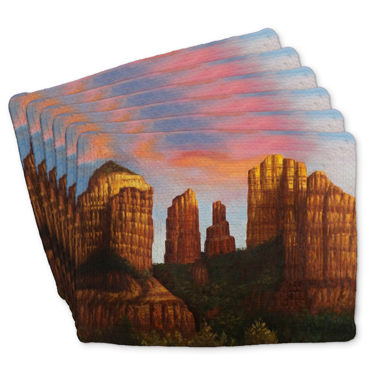 Picture of Begin Home Decor C6BP1418CCVKJW 14 x 18 in. Cathedral Rock in Arizona Braided Polyester Placemats - Home Decor - Set of 6