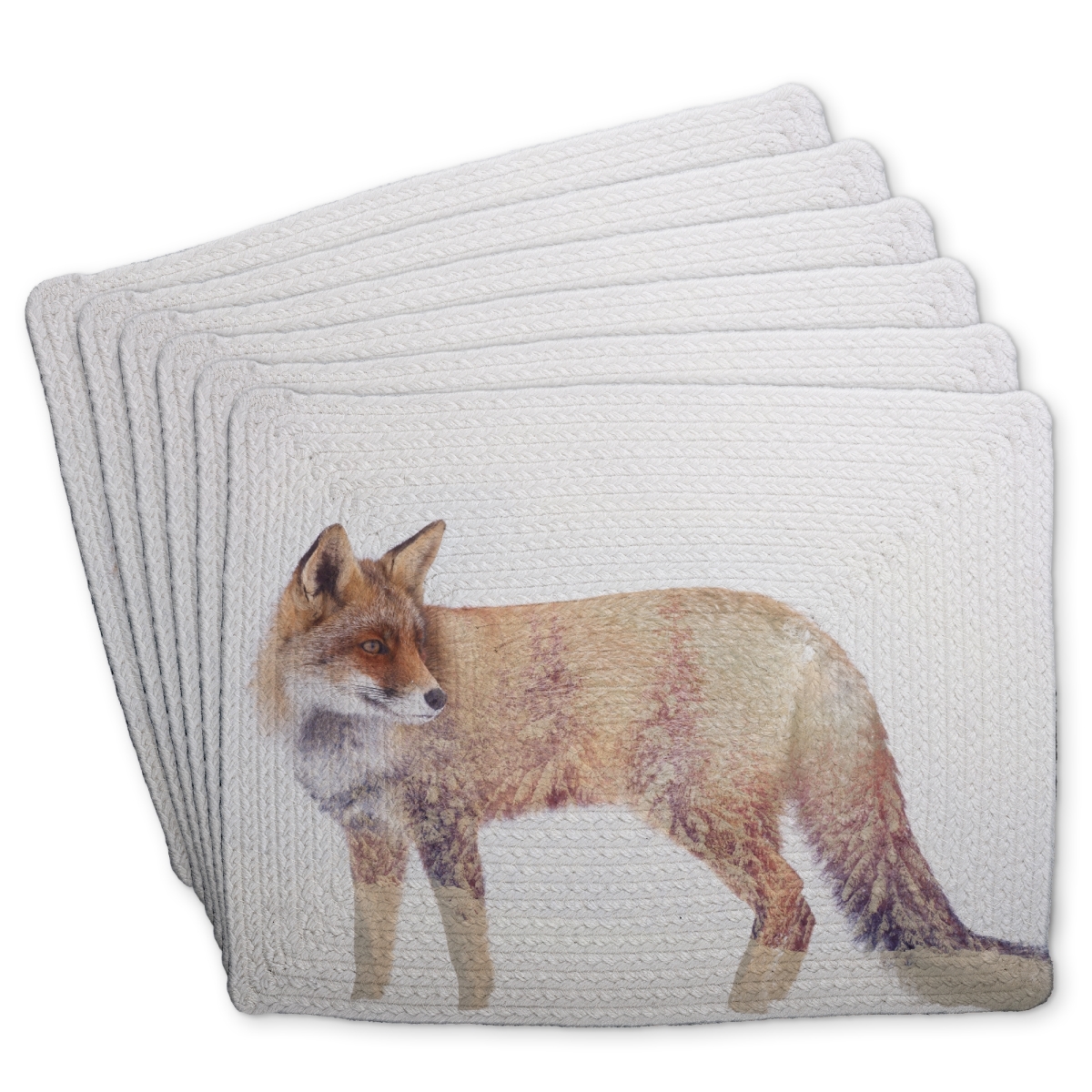 Picture of Begin Home Decor C6BP14188D53Q3 14 x 18 in. Forest & Fox Braided Polyester Placemat - Home Decor - Set of 6