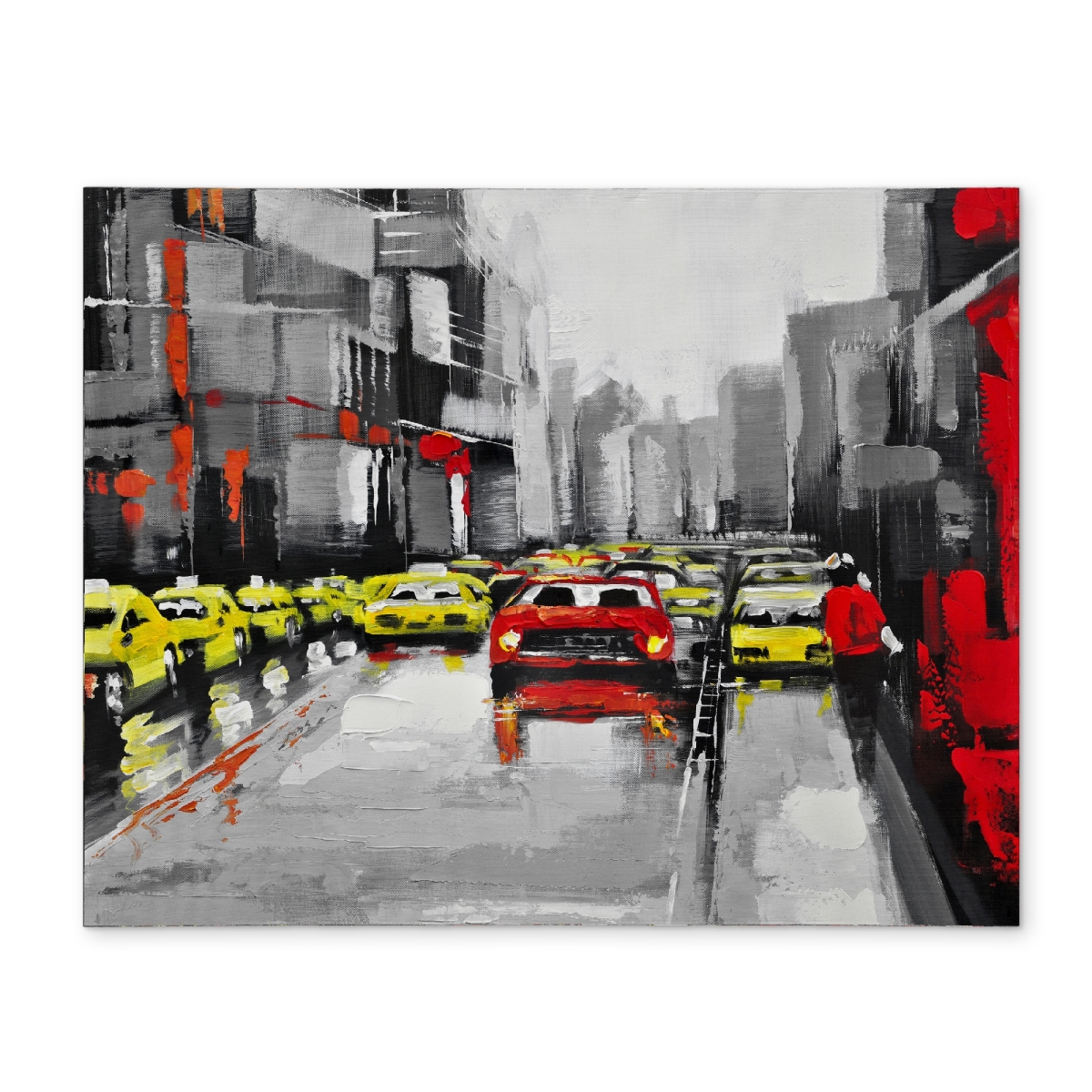 Picture of Begin Home Decor CPPM1418EJYD84 14 x 18 in. Gray Cities Industrial Polyester Placemat - Abstract Rainy Traffic