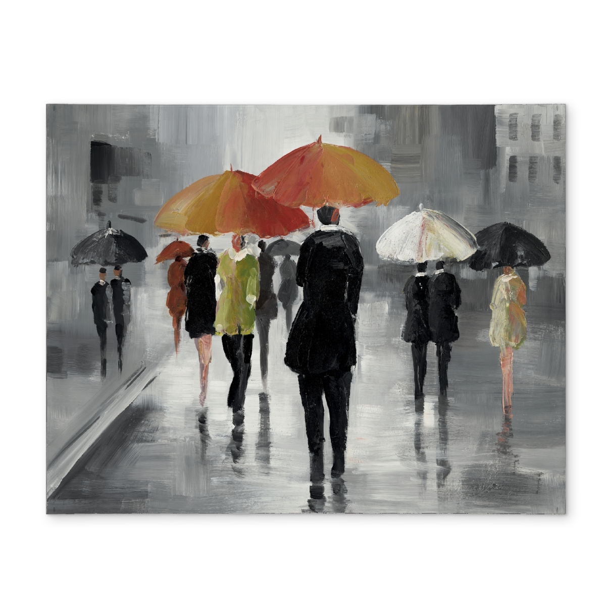 Picture of Begin Home Decor CPPM1418AN5HJU 14 x 18 in. Contemporary Gray Object Placemat - Street Scene with Umbrellas