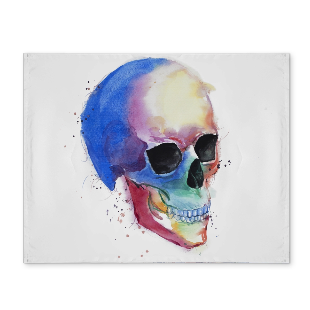 Picture of Begin Home Decor CPPM14186XRD02 14 x 18 in. Watercolor Skull Blue Polyester Placemat - Home Decor