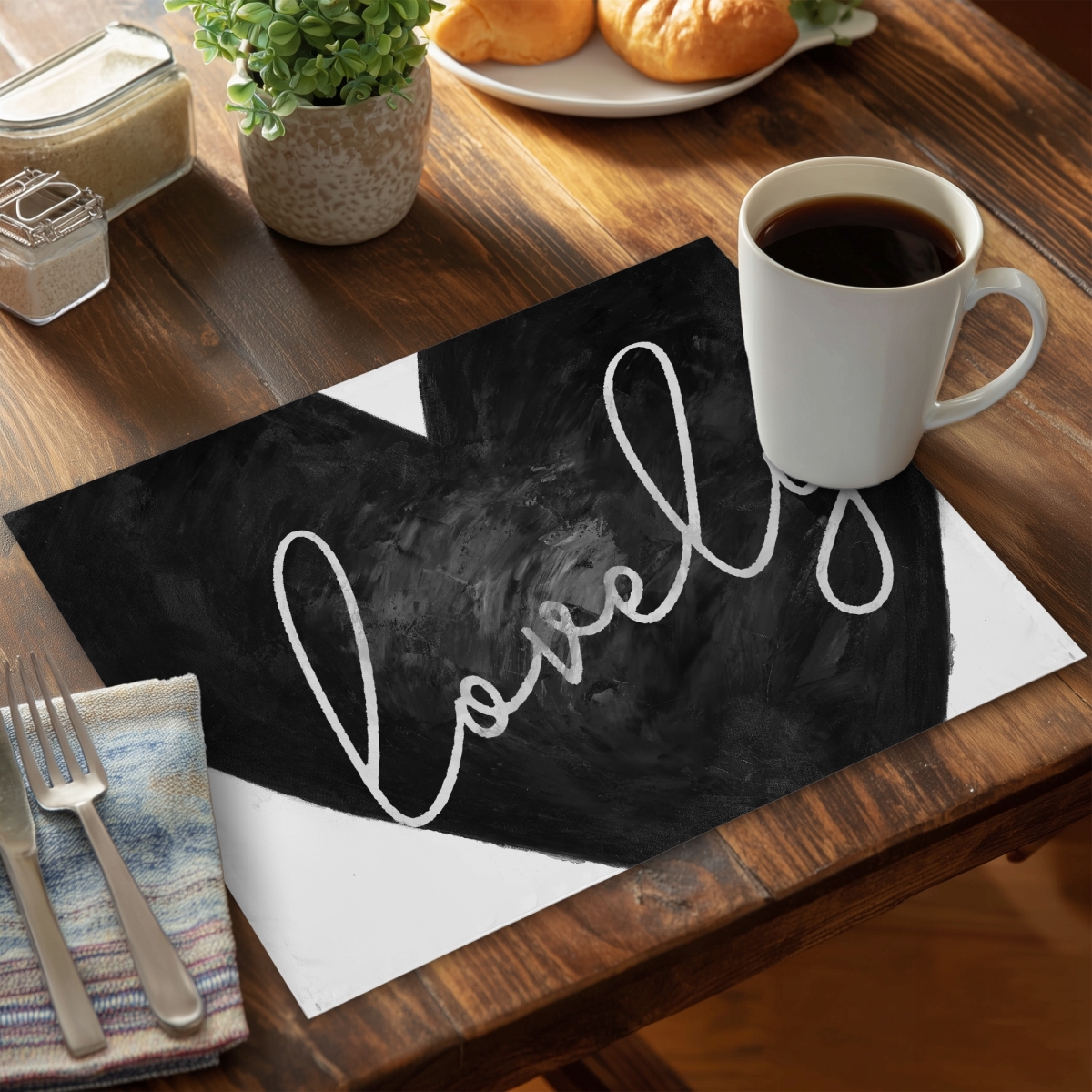 Picture of Begin Home Decor CPPM14187SOVSB 14 x 18 in. Lovely White Bedroom Shapes Polyester Placemat - Home Decor
