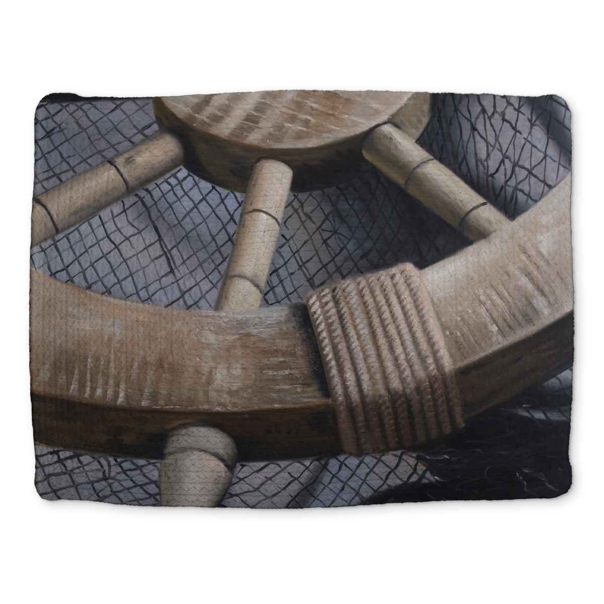 Picture of Begin Home Decor CBPM1418HB8SO8 14 x 18 in. Coastal Boat Braided Placemat - Helm on Fishing Net Decor