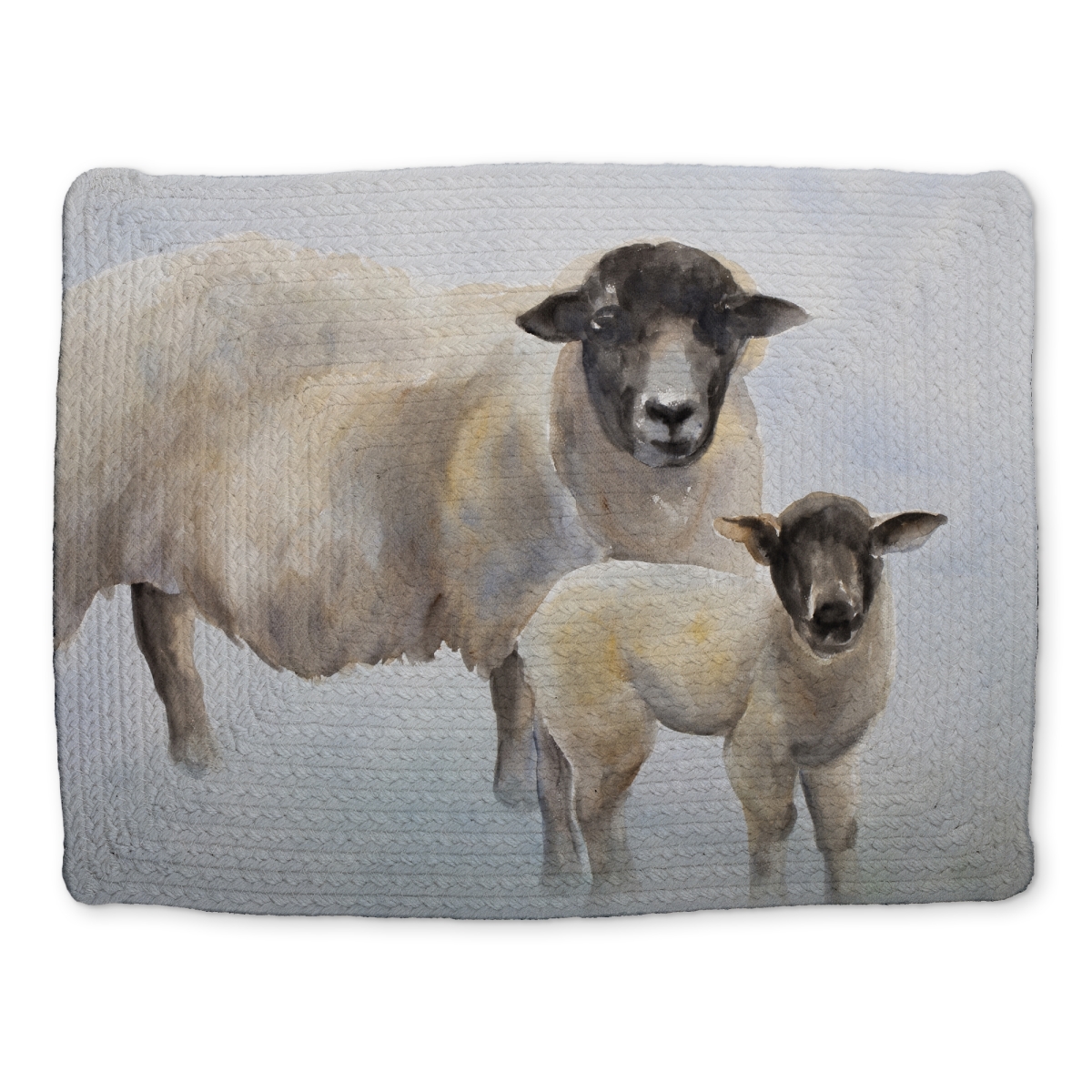 Picture of Begin Home Decor CBPM1418J33FRH 14 x 18 in. Animals Blue Bedroom Placemat - Sheep & Baby Home Decor