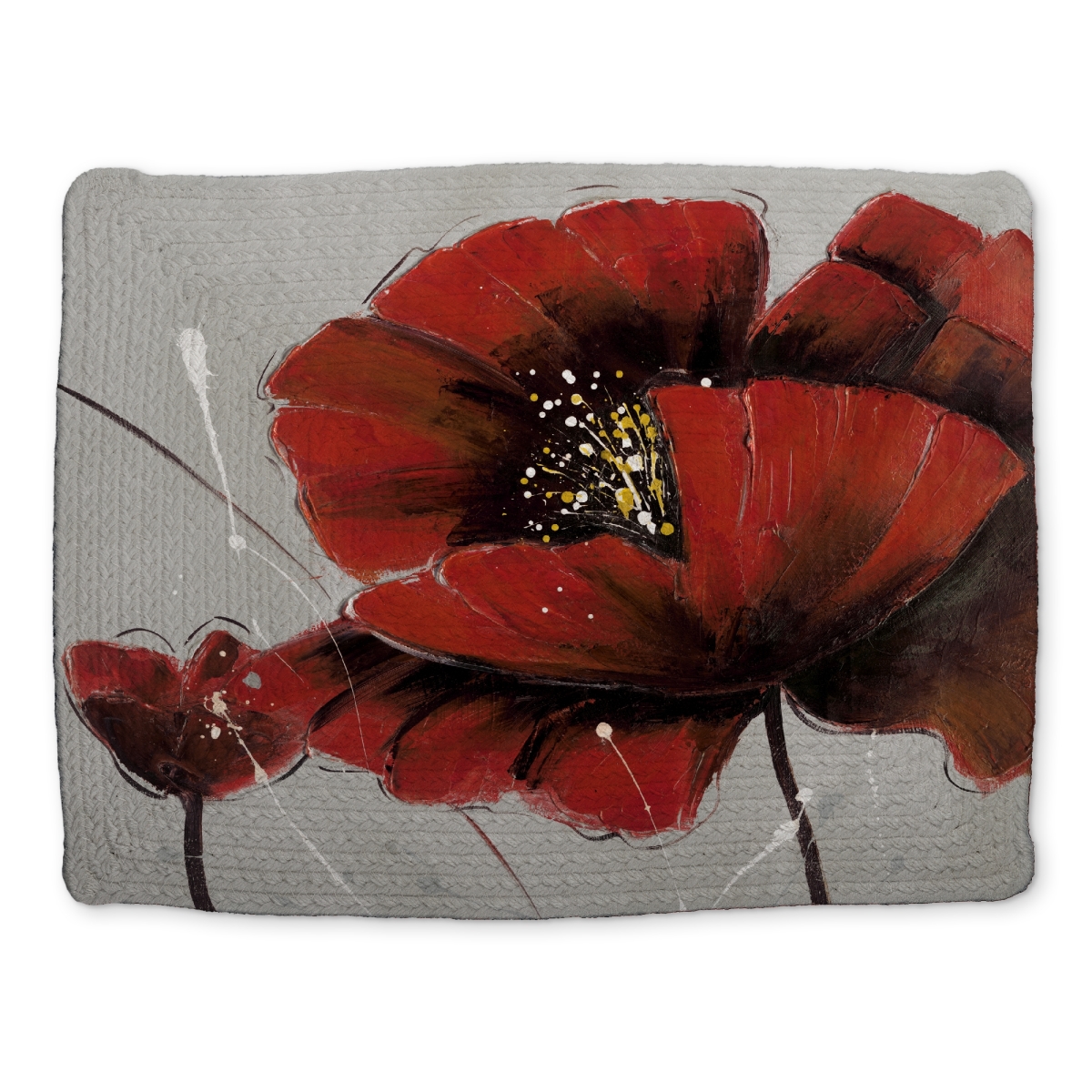 Picture of Begin Home Decor CBPM1418FS1OCN 14 x 18 in. Red Poppy Floral Braided Polyester Placemat - Home Decor