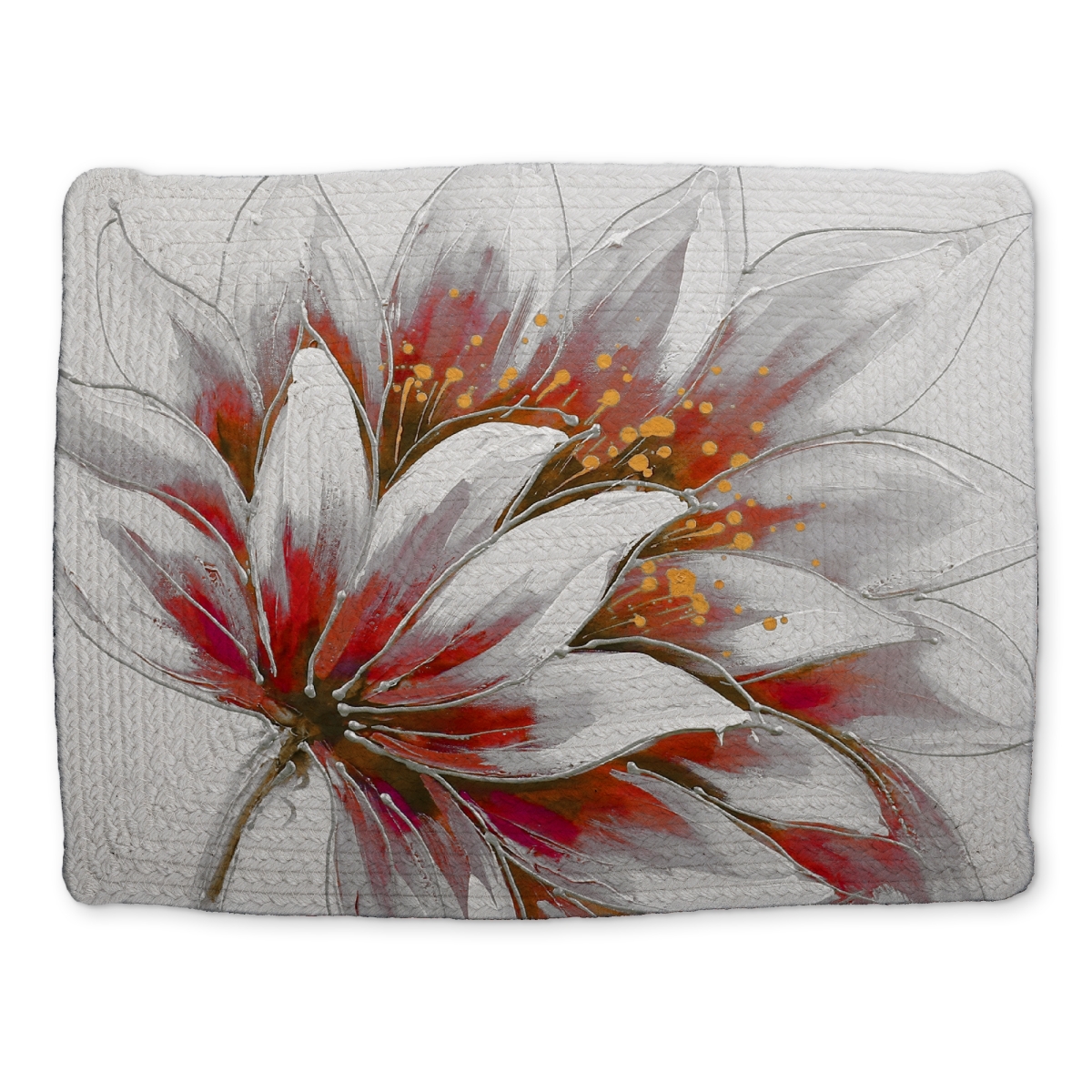 Picture of Begin Home Decor CBPM1418J58160 14 x 18 in. Red Flower Braided Polyester Placemat - Contemporary Decor