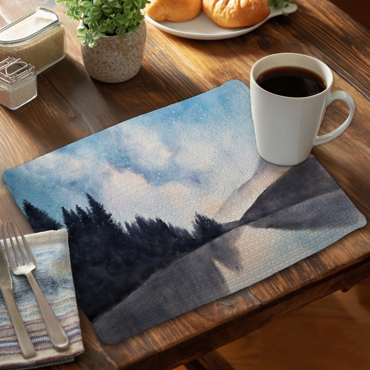 Picture of Begin Home Decor CBPM1418FPJC4D 14 x 18 in. Lakeview by Night Blue Bedroom Polyester Placemat - Home Decor