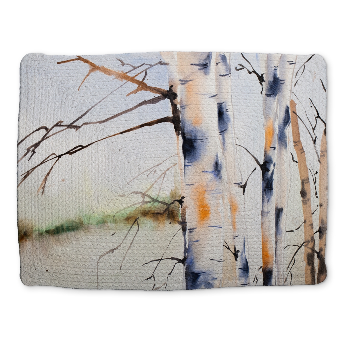 Picture of Begin Home Decor CBPM14187EQ9DN 14 x 18 in. Birch Trunks Blue Braided Placemat - Polyester Home Decor