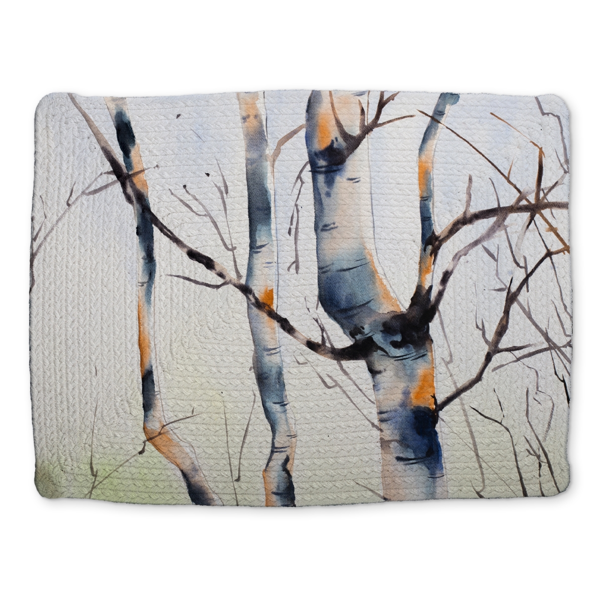 Picture of Begin Home Decor CBPM14180S7ZKU 14 x 18 in. Blue Braided Placemat - Three Small Birch Trees Decor