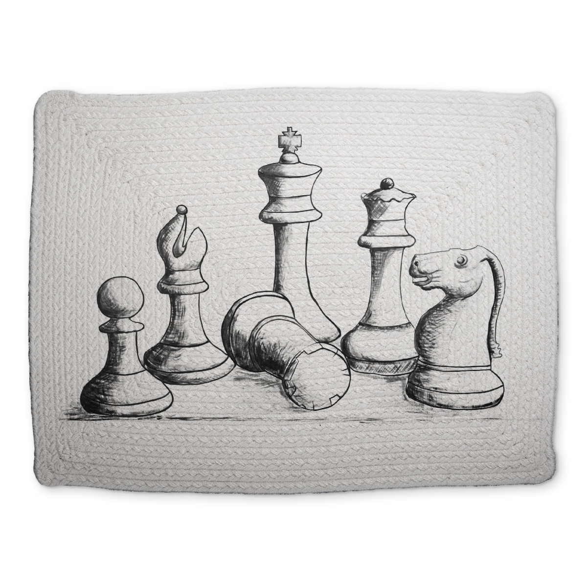 Picture of Begin Home Decor CBPM1418ERUXRU 14 x 18 in. Chess Game Pieces Braided Placemat - White Man Cave Decor