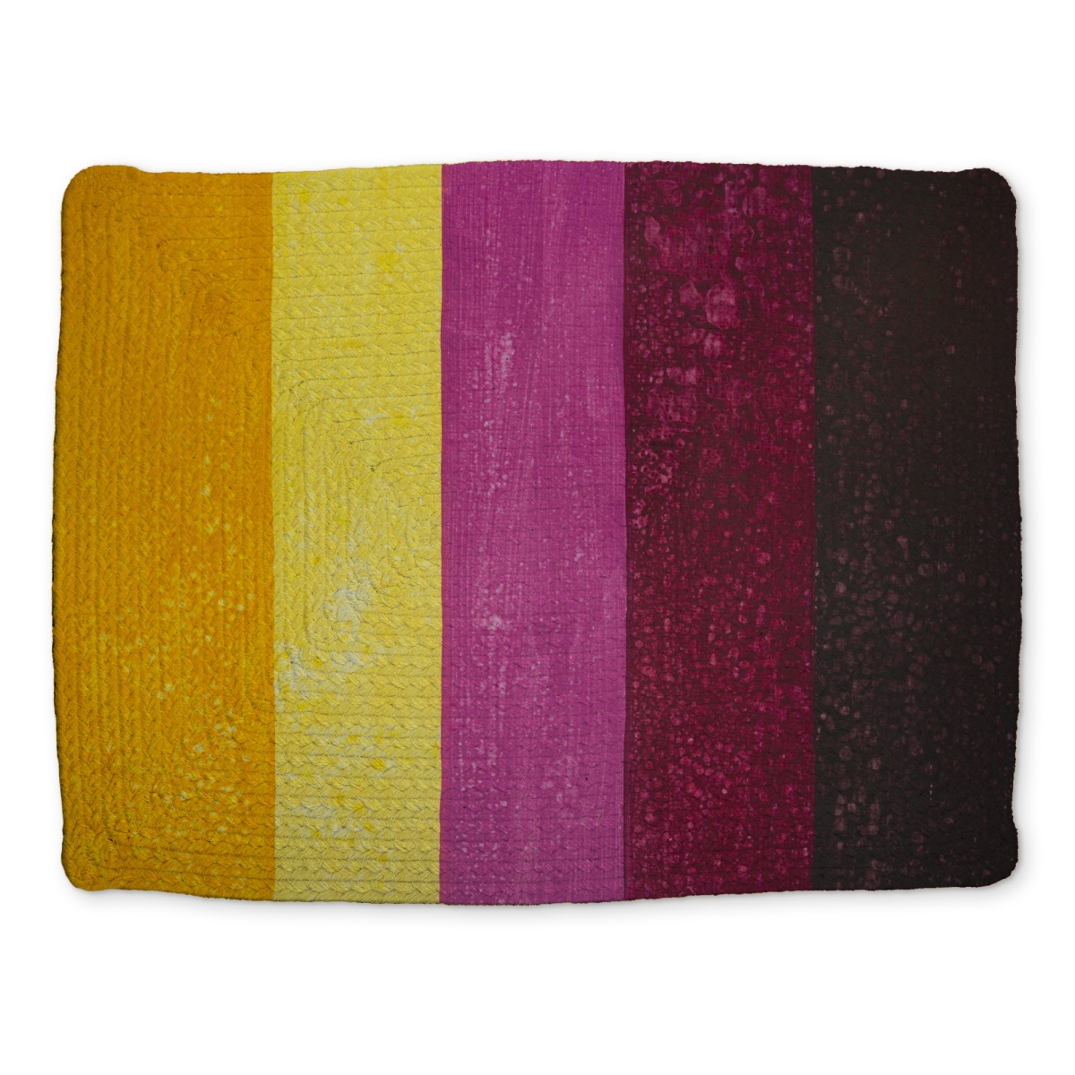Picture of Begin Home Decor CBPM1418025SO7 14 x 18 in. Shapes Abstract Yellow Braided Polyester Placemat - Live Stripes