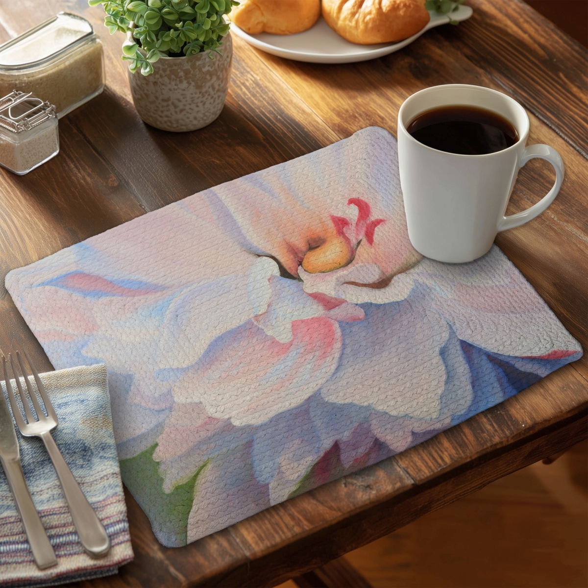 Picture of Begin Home Decor CBPM14186XFO4W 14 x 18 in. Pastel Flower Placemat - Floral Botanical Bedroom Decor