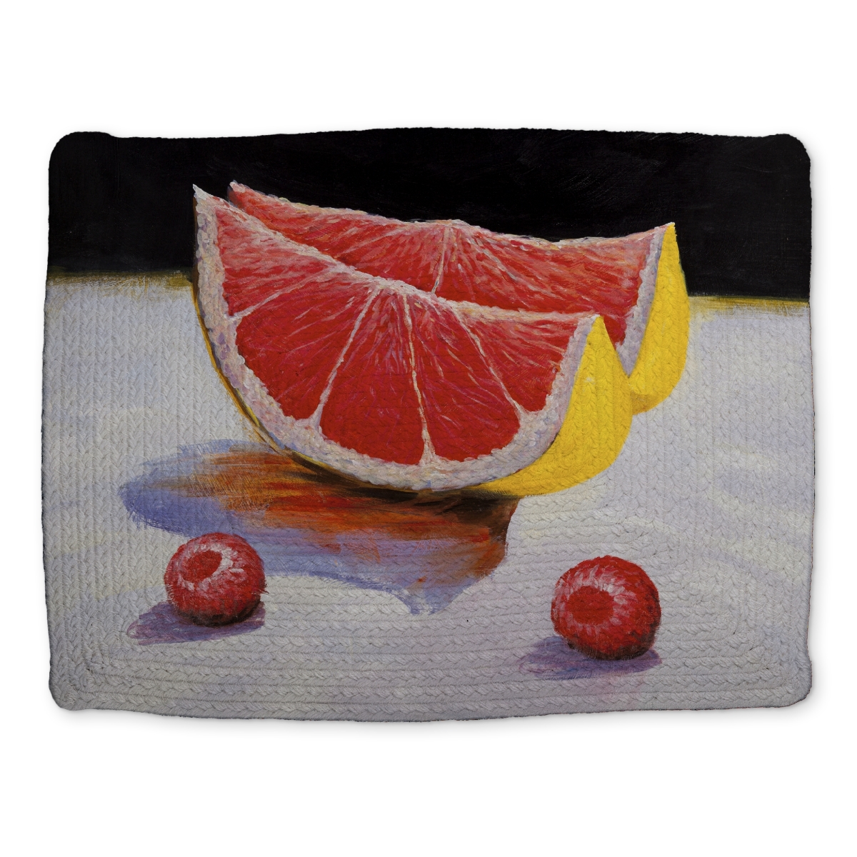 Picture of Begin Home Decor CBPM1418KFC6NR 14 x 18 in. Gray Grapefruit Slices Braided Polyester Placemat - Home Decor