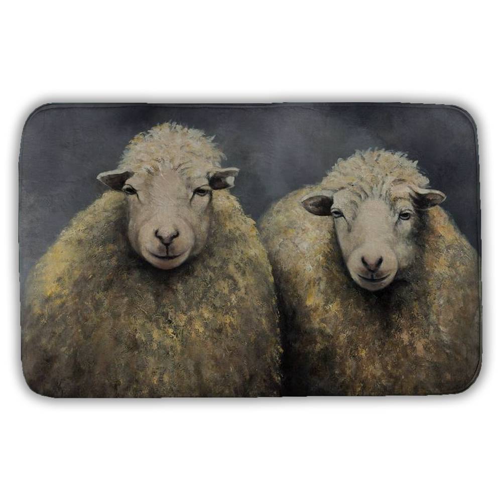 5930-2134-AN212 21 x 34 in. Wool Sheeps Gray Rustic Bath Mat - Stylish Home Decor