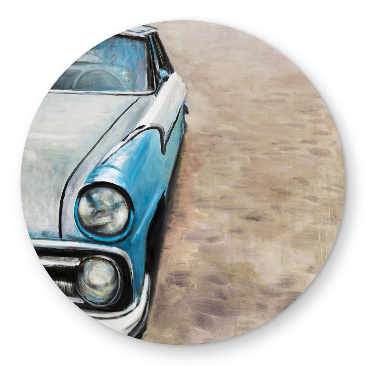 C1COAR55FGX6Q5 5 x 5 ft. Old Classic Car Round Outdoor Area Rug - Man Cave Decor