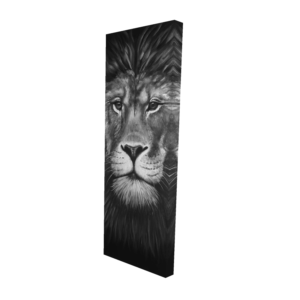 2080-6020-AN305 20 x 60 in. Lion Portrait - Gray Animals Canvas for Home Decor - Unique Art