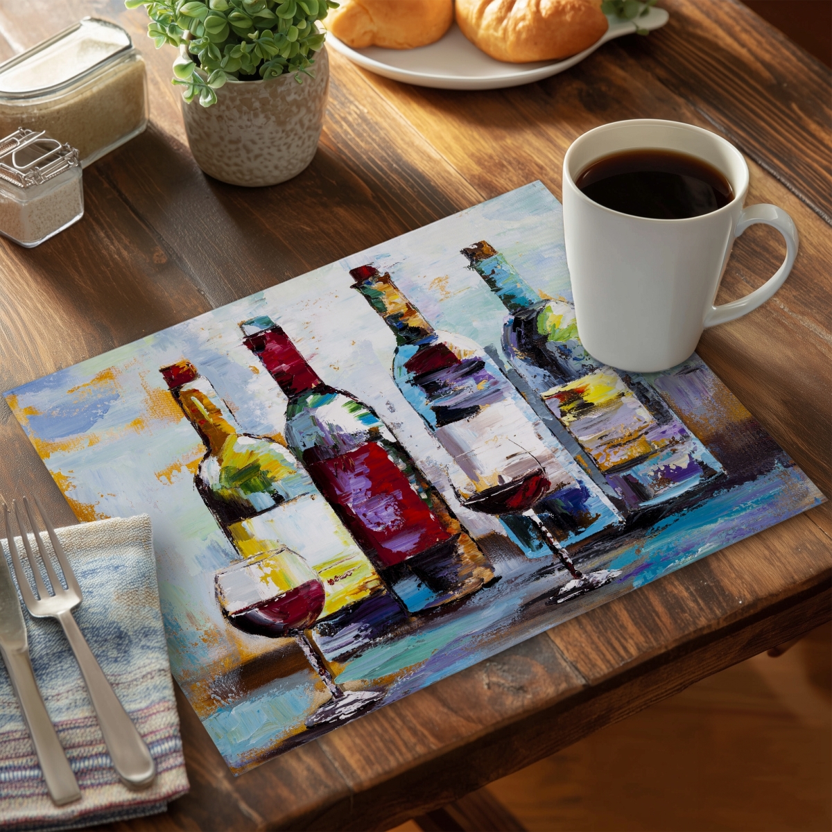 Picture of Begin Home Decor C6PP1418OHUH7R 14 x 18 in. Wine Tasting Polyester Placemat for Elegant Home Decor - Set of 6