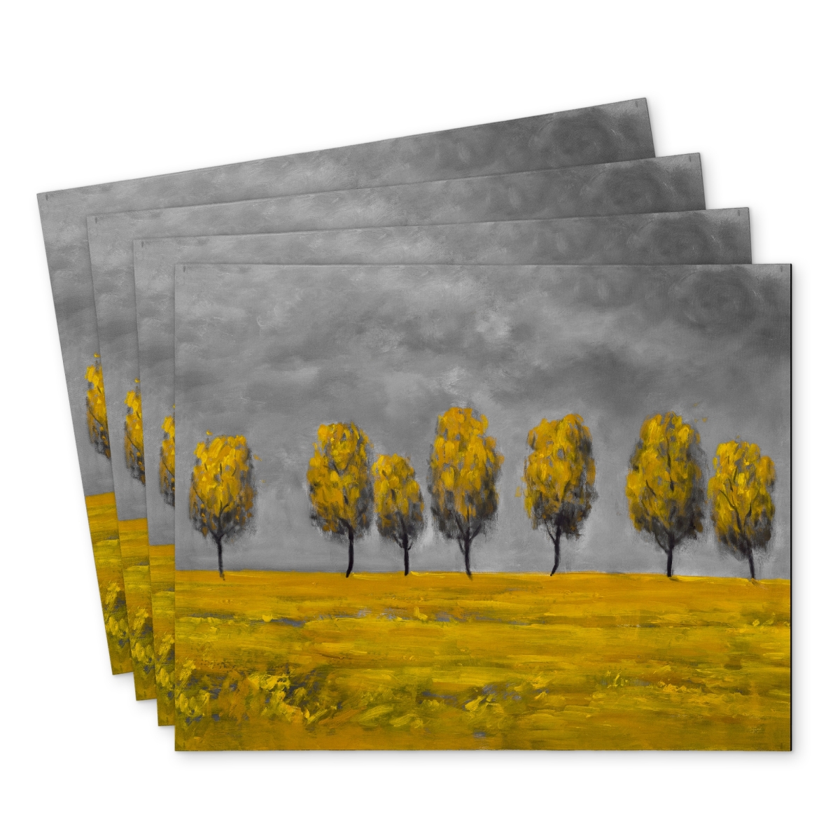 Picture of Begin Home Decor C4PP1418KXBY68 14 x 18 in. Yellow Trees in a Field Polyester Placemat - Home Decor - Set of 4