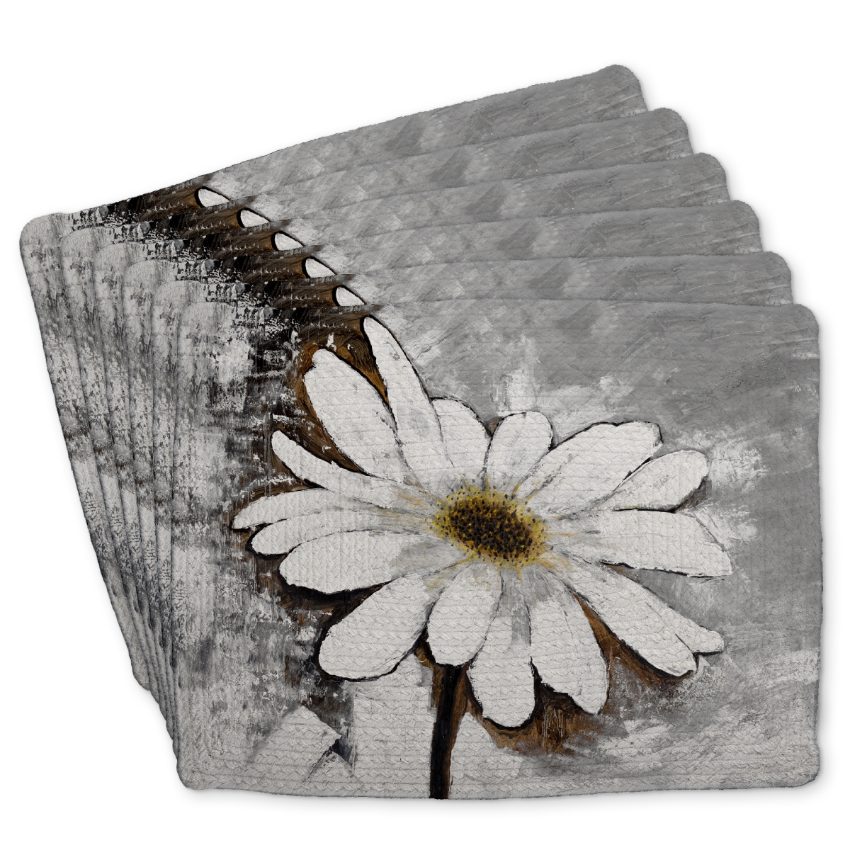 Picture of Begin Home Decor C6BP1418RPAR5F 14 x 18 in. Abstract Daisy Braided Polyester Placemat - Home Decor Accent - Set of 6