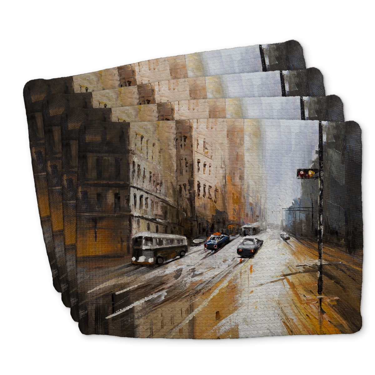 Picture of Begin Home Decor C4BP1418OMB0LC 14 x 18 in. Abstract City Street Braided Polyester Placemat - Home Decor - Set of 4