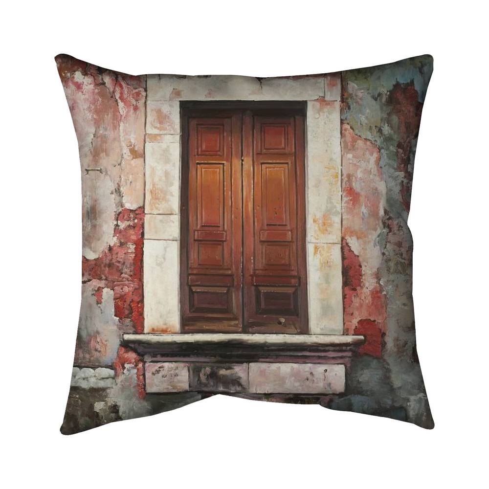 5542-2020-SL8 20 x 20 in. Door of An Old Red Building Throw Pillow - Still Life Decor