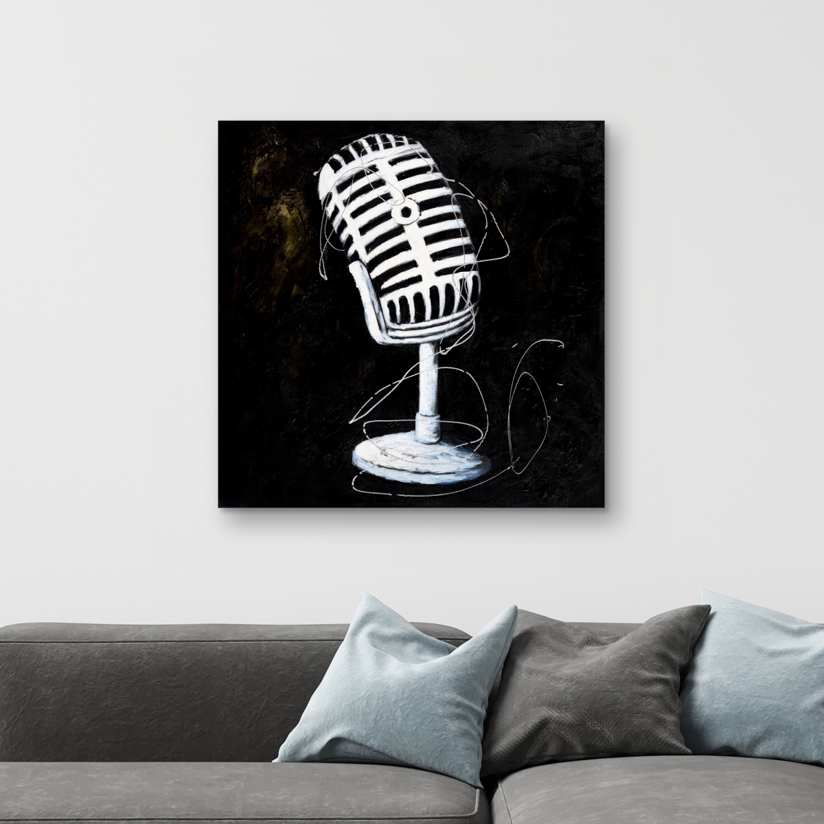 C1RC3232CQ0KEI 32 x 32 in. Microphone Man Cave Instrument Canvas - Home Decor Art