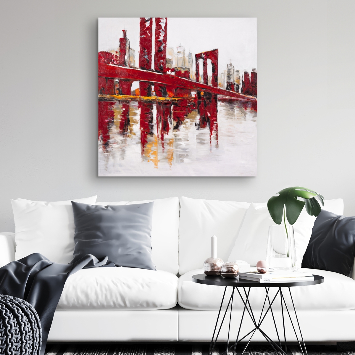 C1RC3232OMQ315 32 x 32 in. Abstract & Industrial Red Bridge - Man Cave Canvas Decor