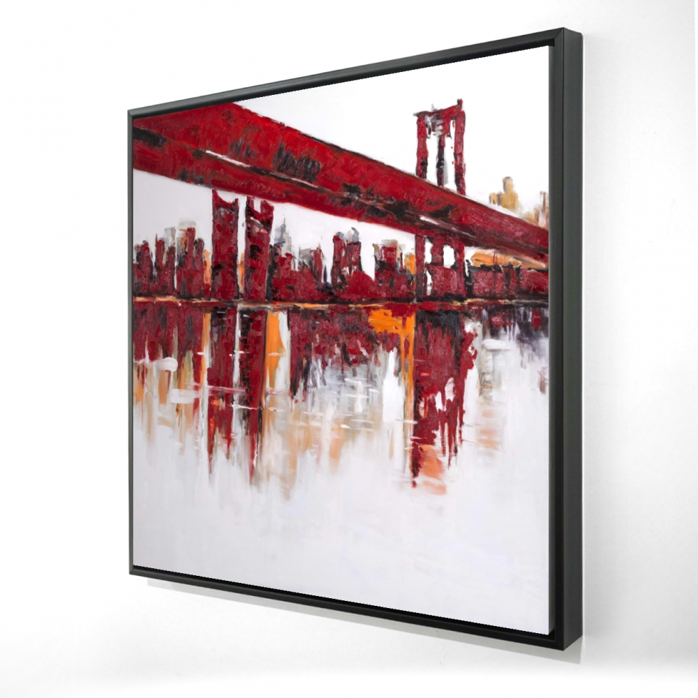 2081-3636-CI195 36 x 36 in. Red Bridge - Office Architecture Framed Canvas for Home Decor