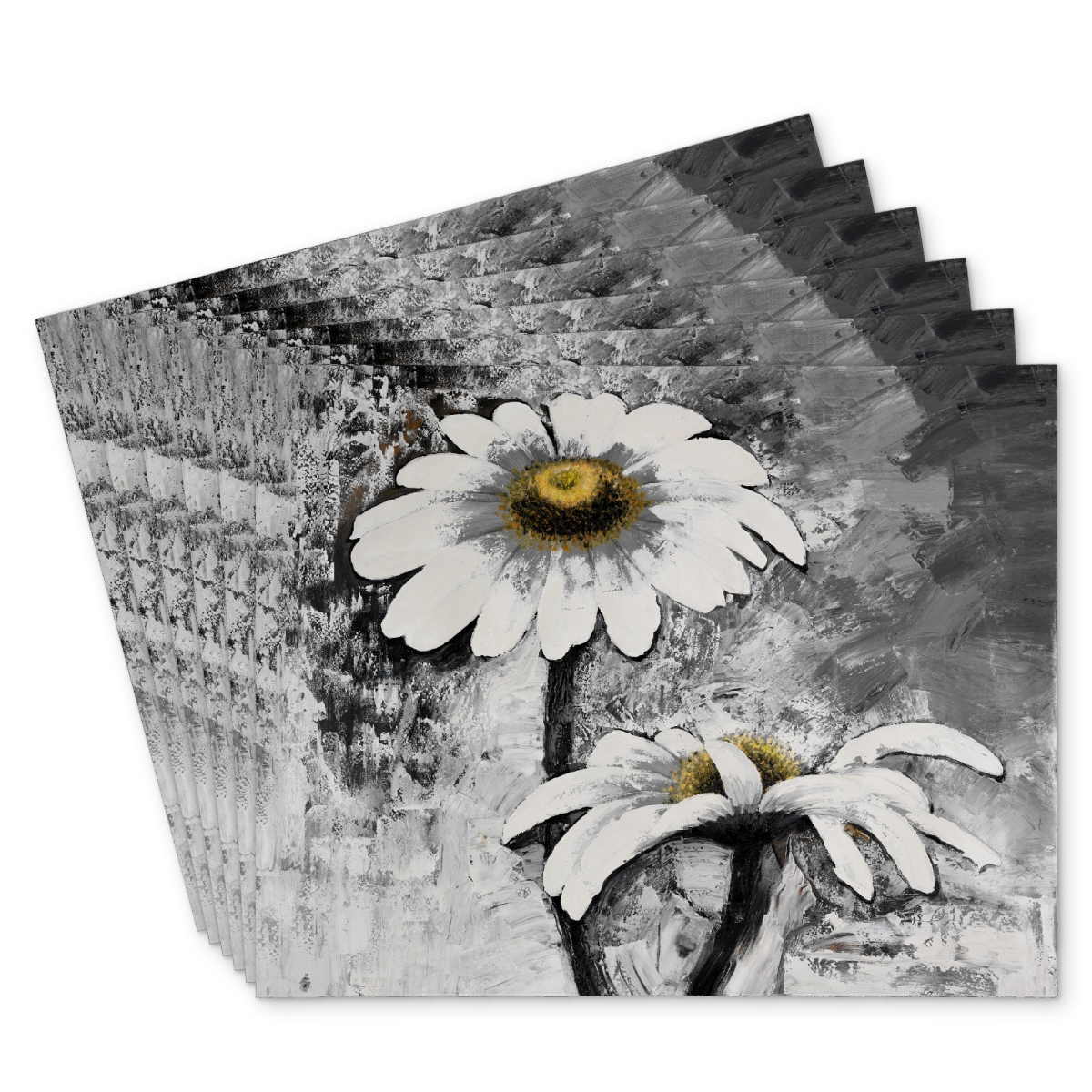 Picture of Begin Home Decor C6PP1418RO9G2K 14 x 18 in. Abstract Daisies Flowers Polyester Placemat - Home Decor - Set of 6